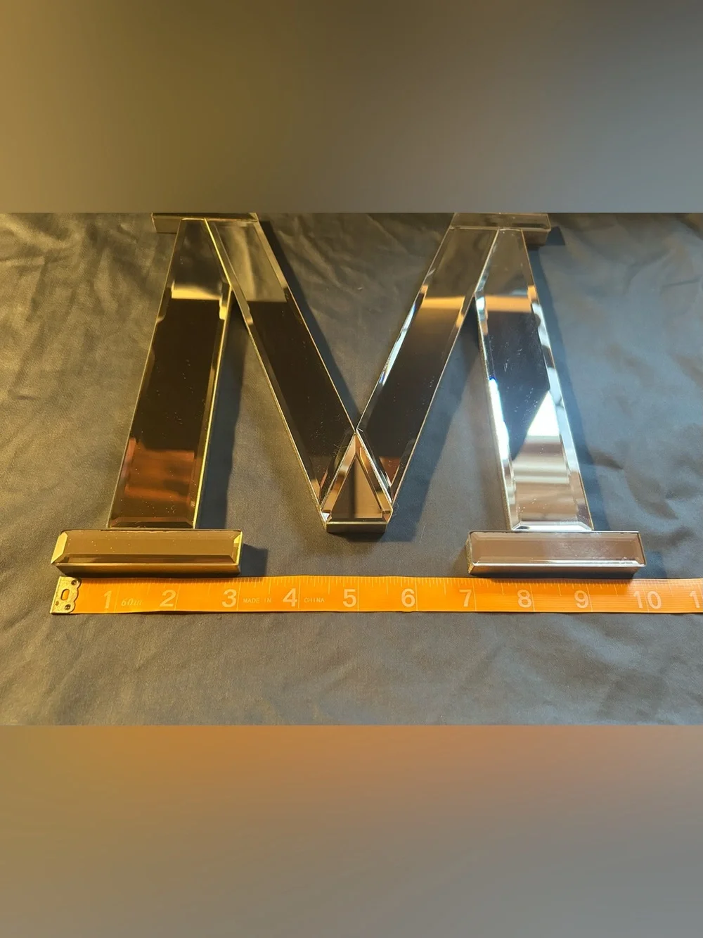 Mirrored Wall Letter M - Decorative Home Wall Decor in Silver